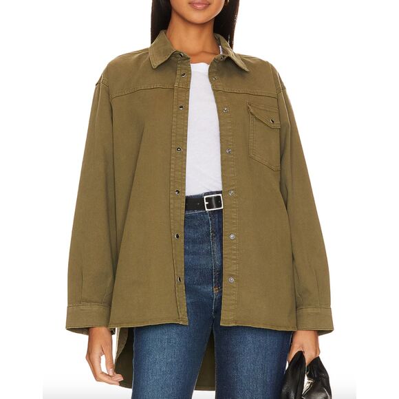 ANINE BING Simon Buttoned Shirt Army Green‎ NWT Medium - Picture 1 of 6